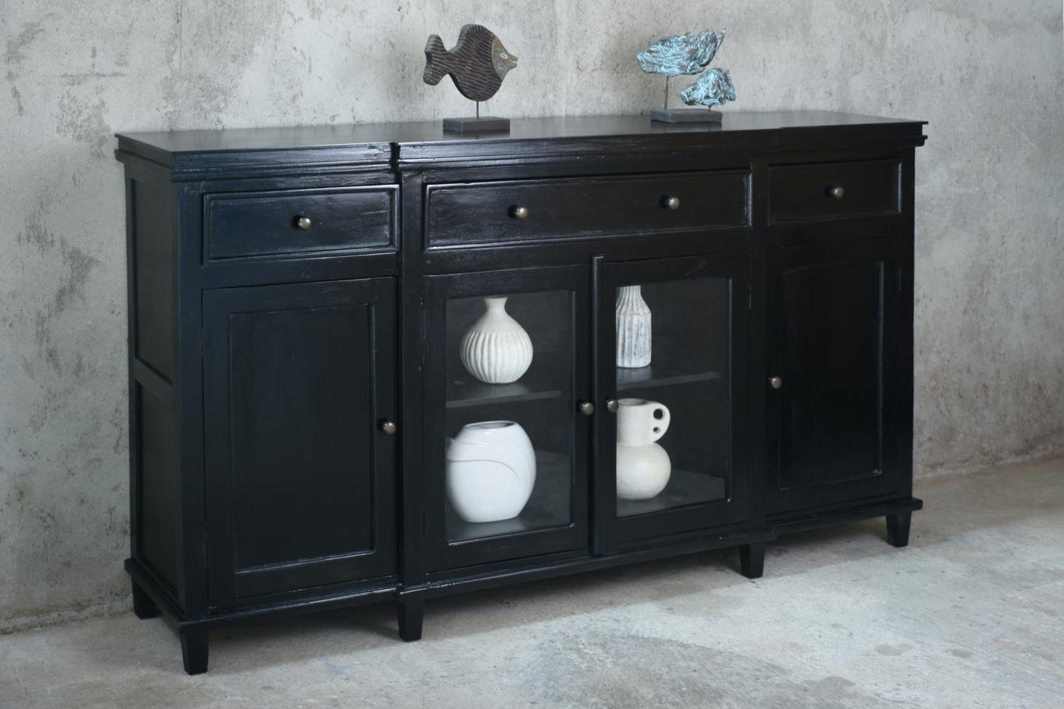 Montgomery Glz Crdz 2GD 2dr 3Drw w/RG (CAB397SO) 78.7 X 17.7 X 44.1 - DRIFTWOOD (color varies in picture) - American Furniture of Slidell