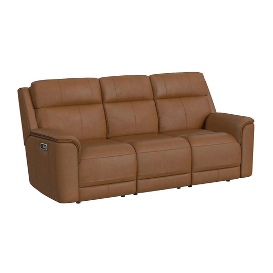 Mustang Power Motion Sofa W/DDT Wireless CHarger, Power Headrest w/Lumbar in Aline Butternut