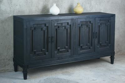 NEW Bainbridge Credenza 4Doors Sunken Mouldings 72x18.1x38.2"H 183x46x97cm BLACK WASH - American Furniture of Slidell
