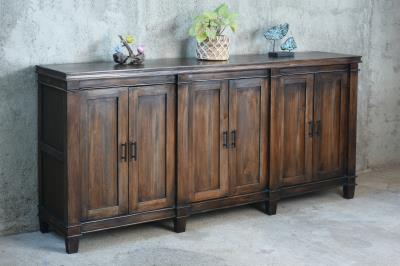 Preston Credenza 6Panel Doors (CAB612) 87x17.7x41"H (221x45x104cm) - EBONY (color varies in picture) - American Furniture of Slidell