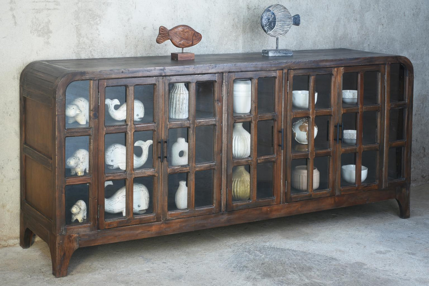 Reynaldo Glazed Credenza (CAB676) 5GD 85.8 x 20.1 x 38.6 - EBONY (color in picture varies) - American Furniture of Slidell