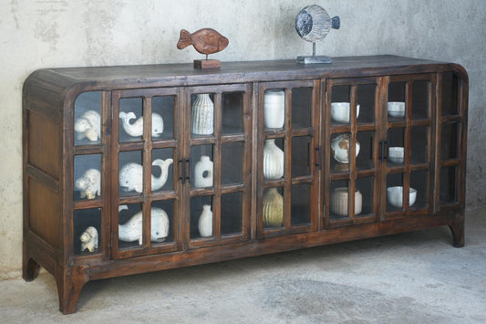Reynaldo Glazed Credenza (CAB676) 5GD 85.8 x 20.1 x 38.6 - EBONY (color in picture varies) - American Furniture of Slidell