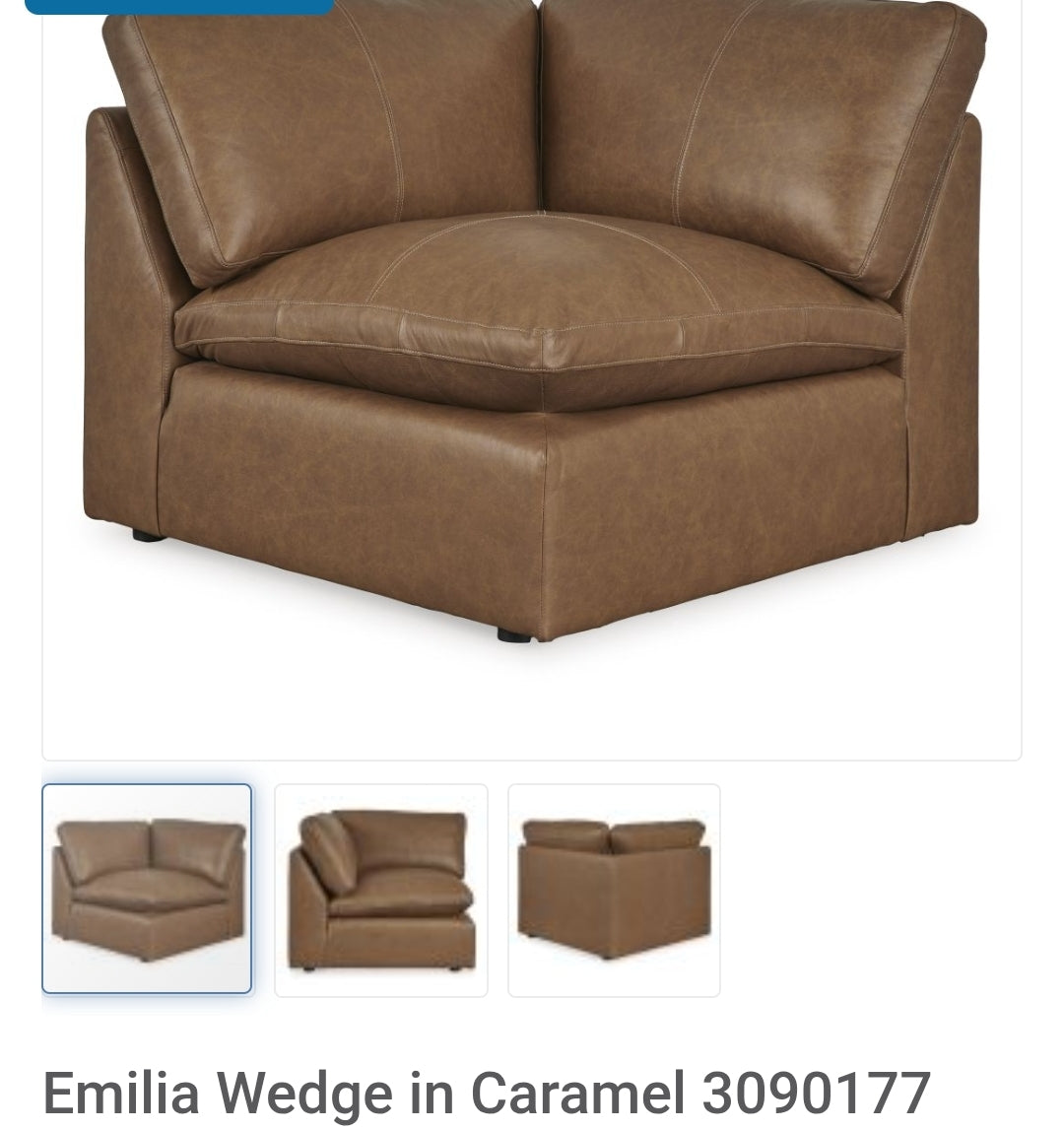 Signature Design by Ashley Emilia Leather 3 pc Sectional 3090177/3090146/3090177