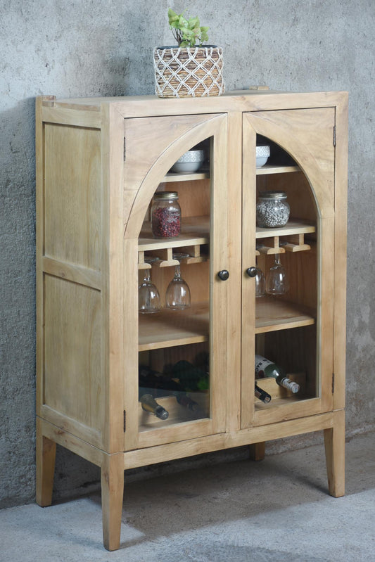 Selena Glazed Server 2GD 6 Bottle Wine Strg (CAB1990) 33.5 x 18.1 x 51.1 - EBONY (color in picture varies) - American Furniture of Slidell