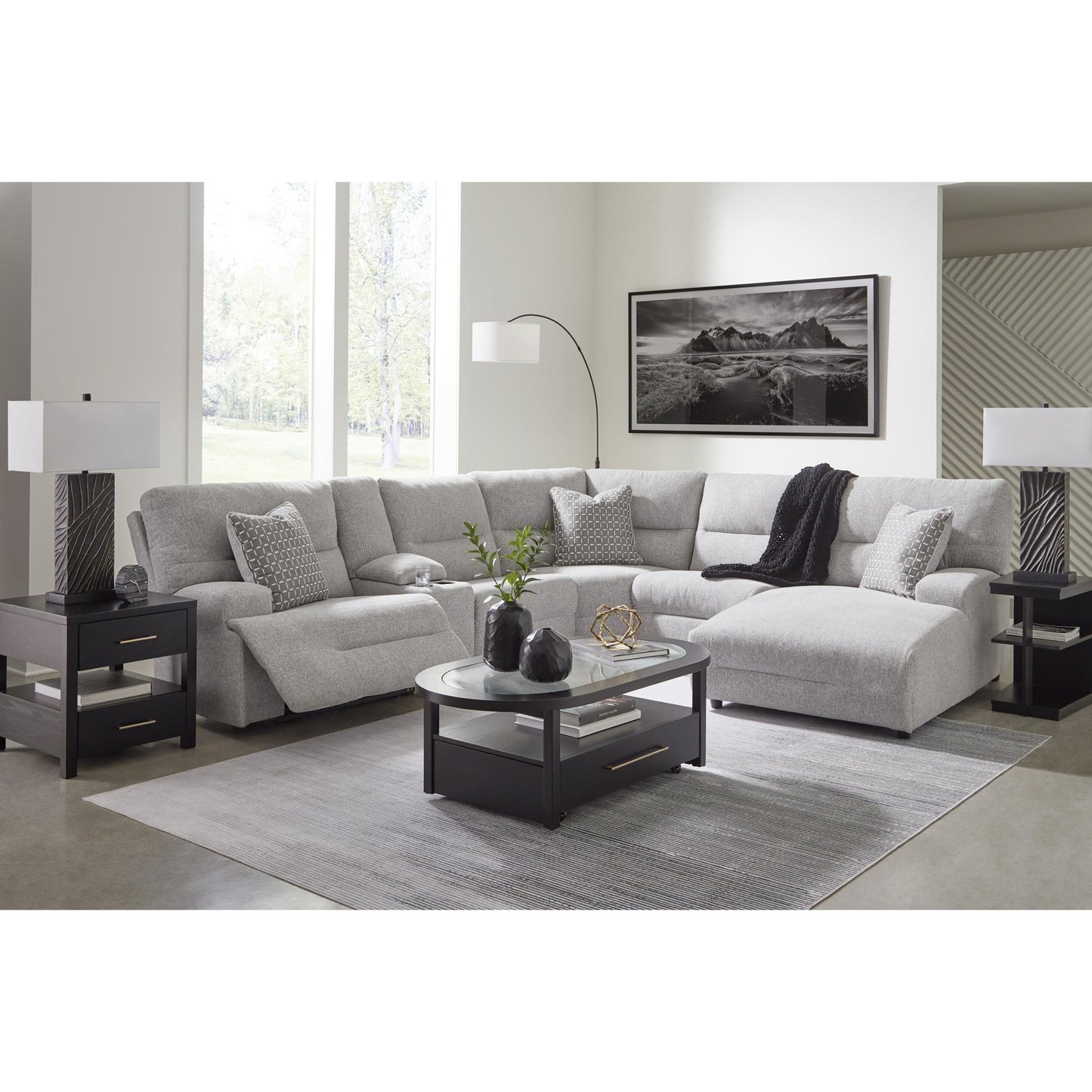 Signature Design by Ashley Acklen Place 93605S1 6 pc Power Reclining Sectional with Chaise - American Furniture of Slidell