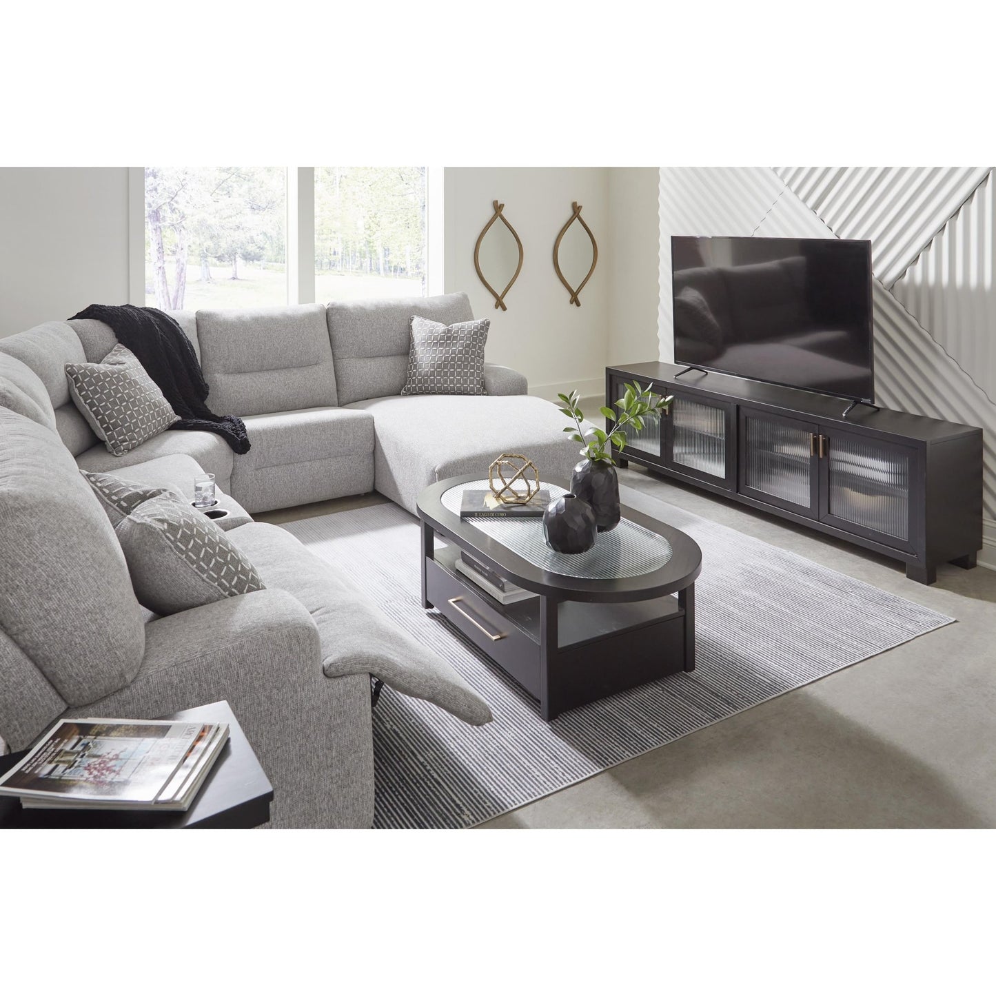 Signature Design by Ashley Acklen Place 93605S1 6 pc Power Reclining Sectional with Chaise - American Furniture of Slidell