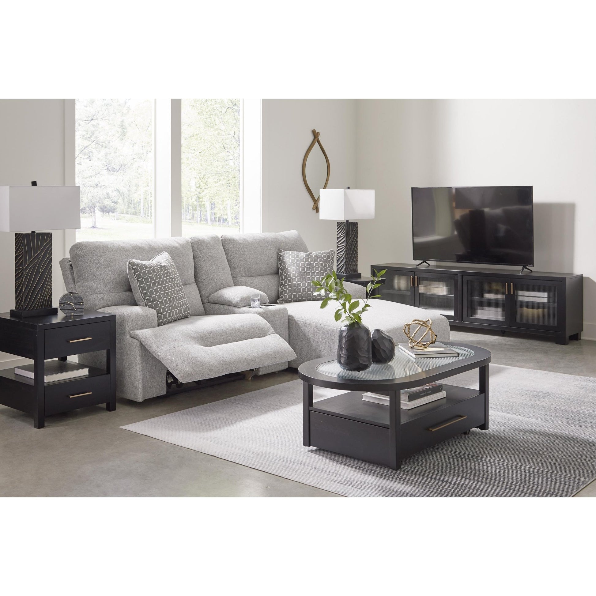 Signature Design by Ashley Acklen Place 93605S4 3 pc Power Reclining Sectional Sofa with Chaise - American Furniture of Slidell
