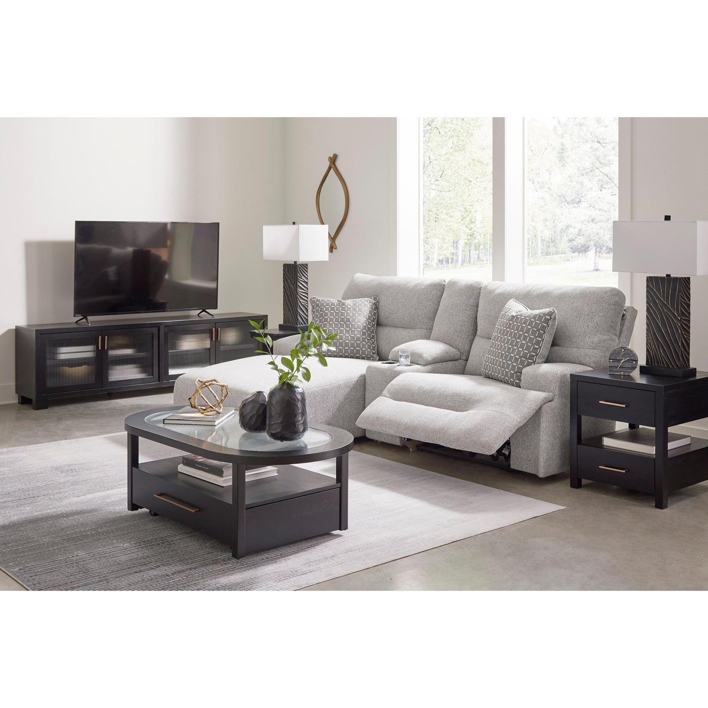 Signature Design by Ashley Acklen Place 93605S5 3 pc Power Reclining Sectional Sofa with Chaise - American Furniture of Slidell