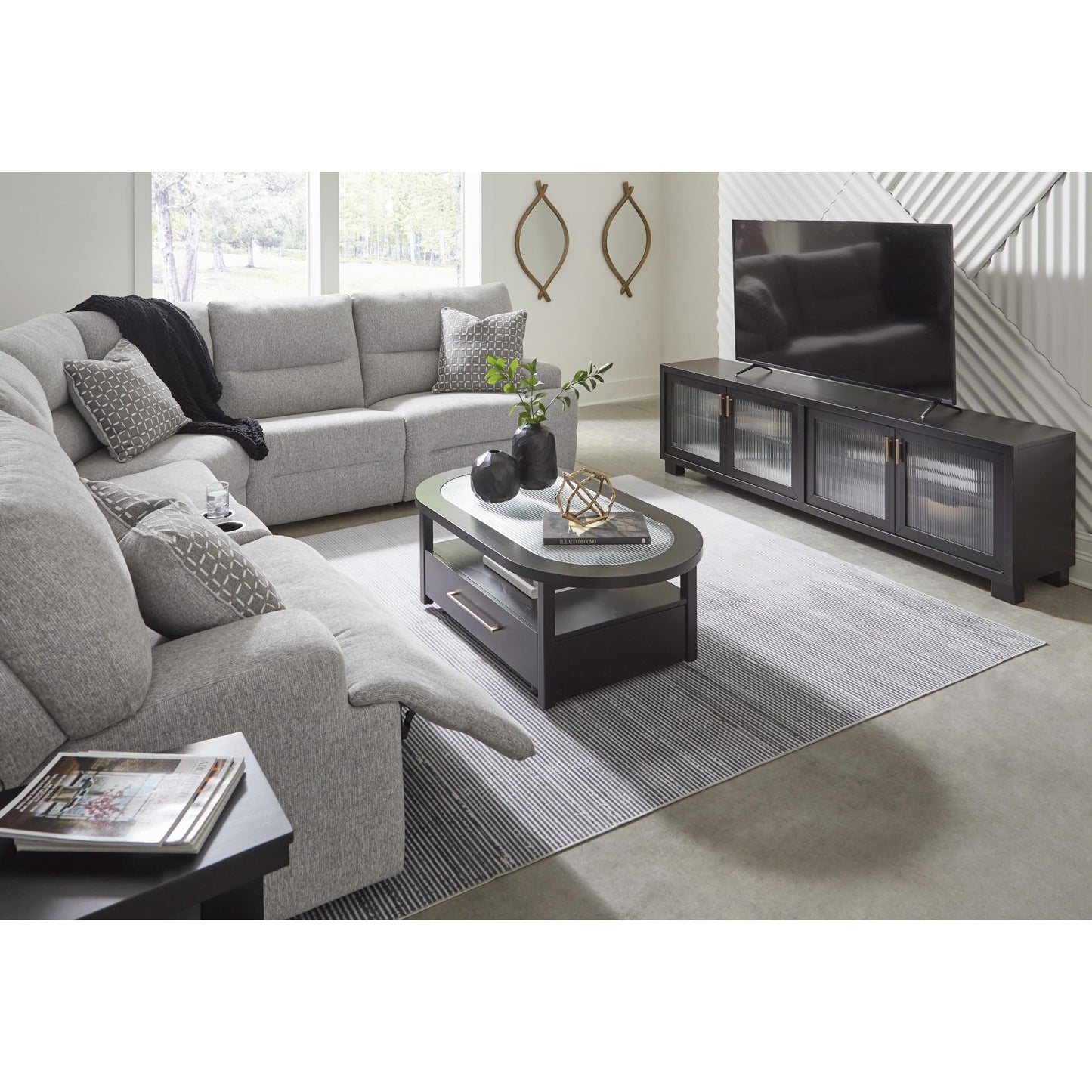 Signature Design by Ashley Acklen Place 93605S9 6 pc Power Reclining Sectional - American Furniture of Slidell