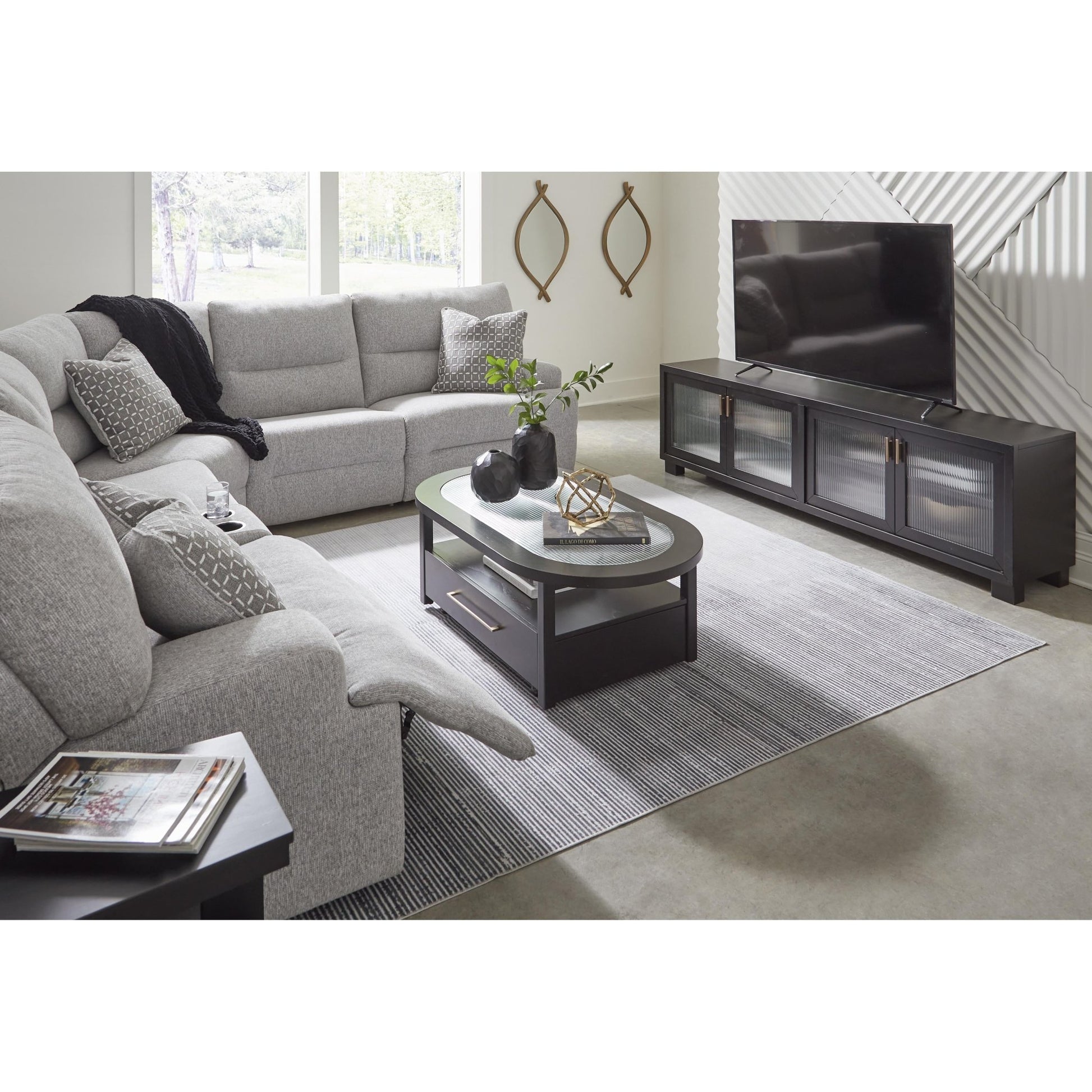 Signature Design by Ashley Acklen Place 93605S9 6 pc Power Reclining Sectional - American Furniture of Slidell
