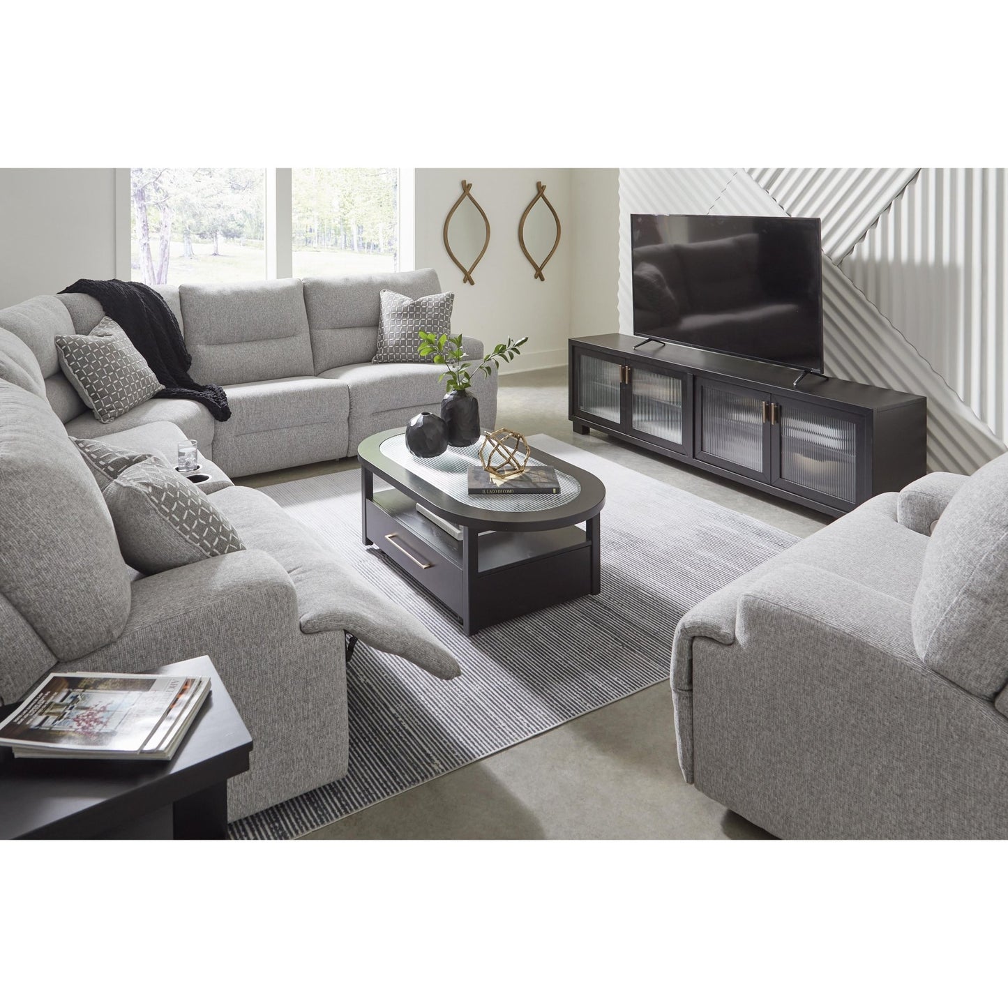 Signature Design by Ashley Acklen Place 93605S9 6 pc Power Reclining Sectional - American Furniture of Slidell