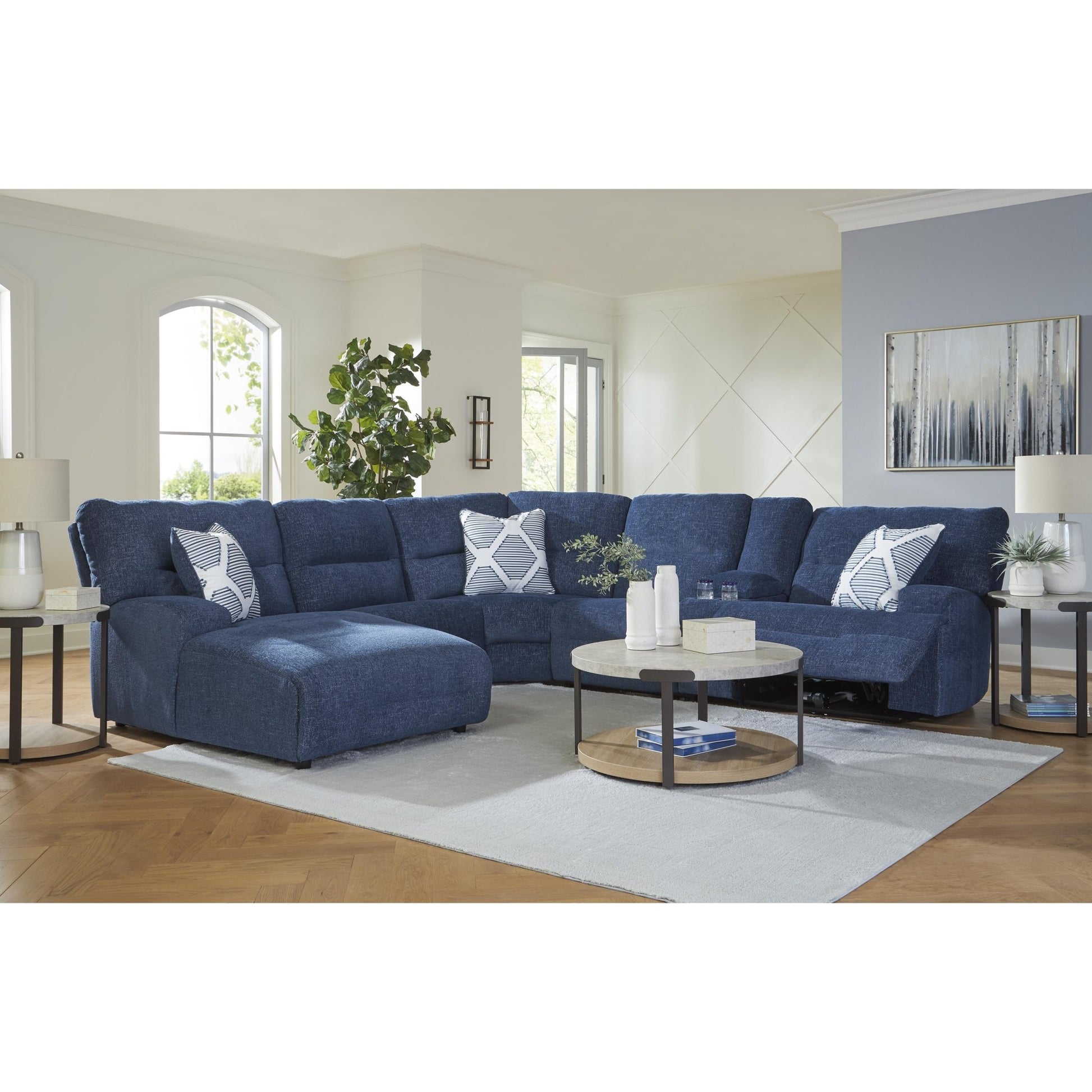 Signature Design by Ashley Acklen Place 93607S2 6 pc Power Reclining Sectional with Chaise - American Furniture of Slidell