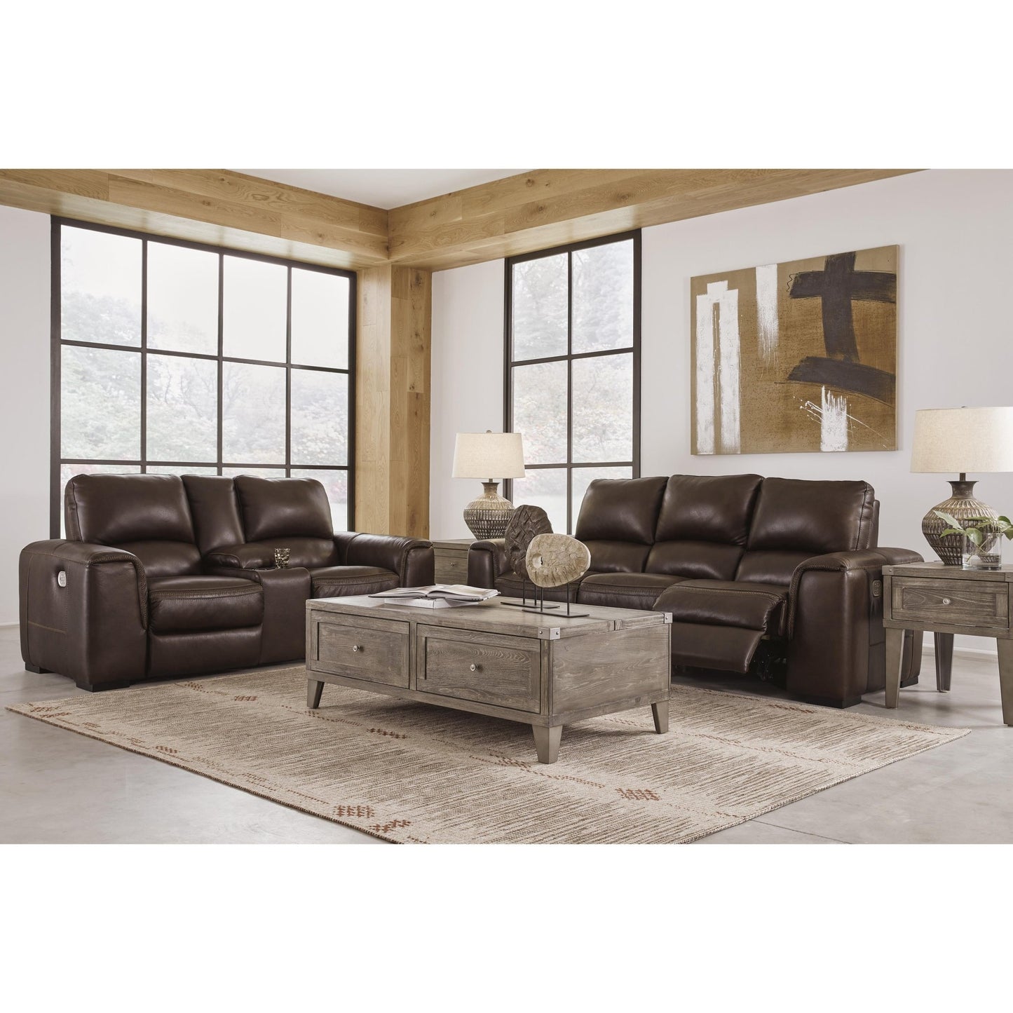 Signature Design by Ashley Alessandro U2550218 Power Reclining Loveseat with Console and Adjustable Headrest - American Furniture of Slidell