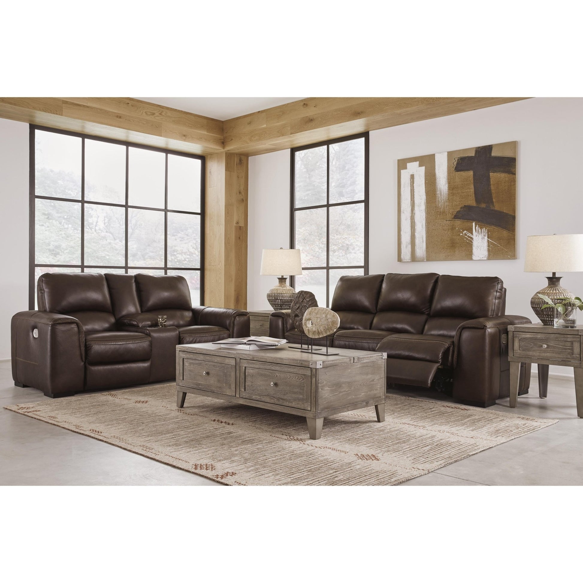 Signature Design by Ashley Alessandro U2550218 Power Reclining Loveseat with Console and Adjustable Headrest - American Furniture of Slidell