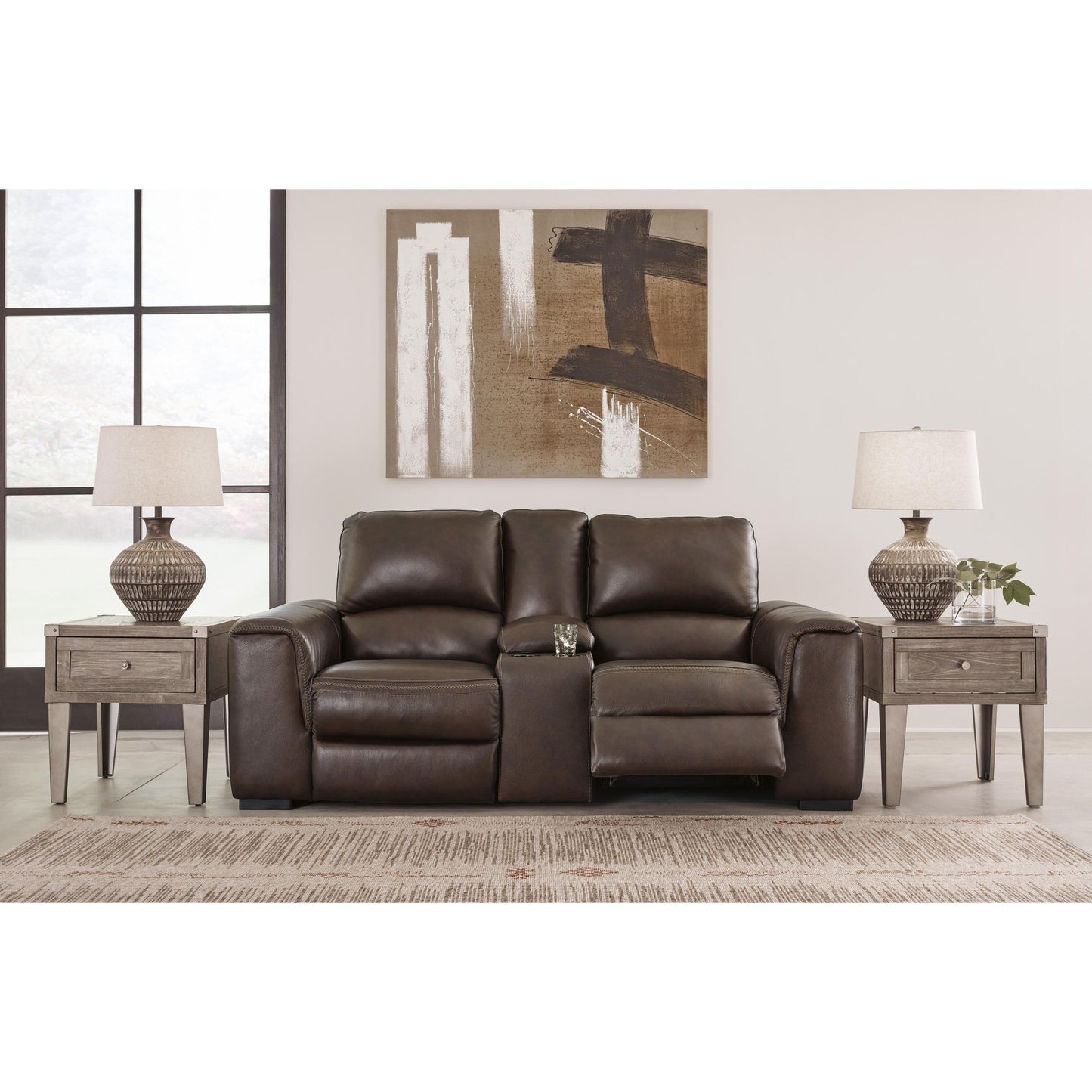 Signature Design by Ashley Alessandro U2550218 Power Reclining Loveseat with Console and Adjustable Headrest - American Furniture of Slidell