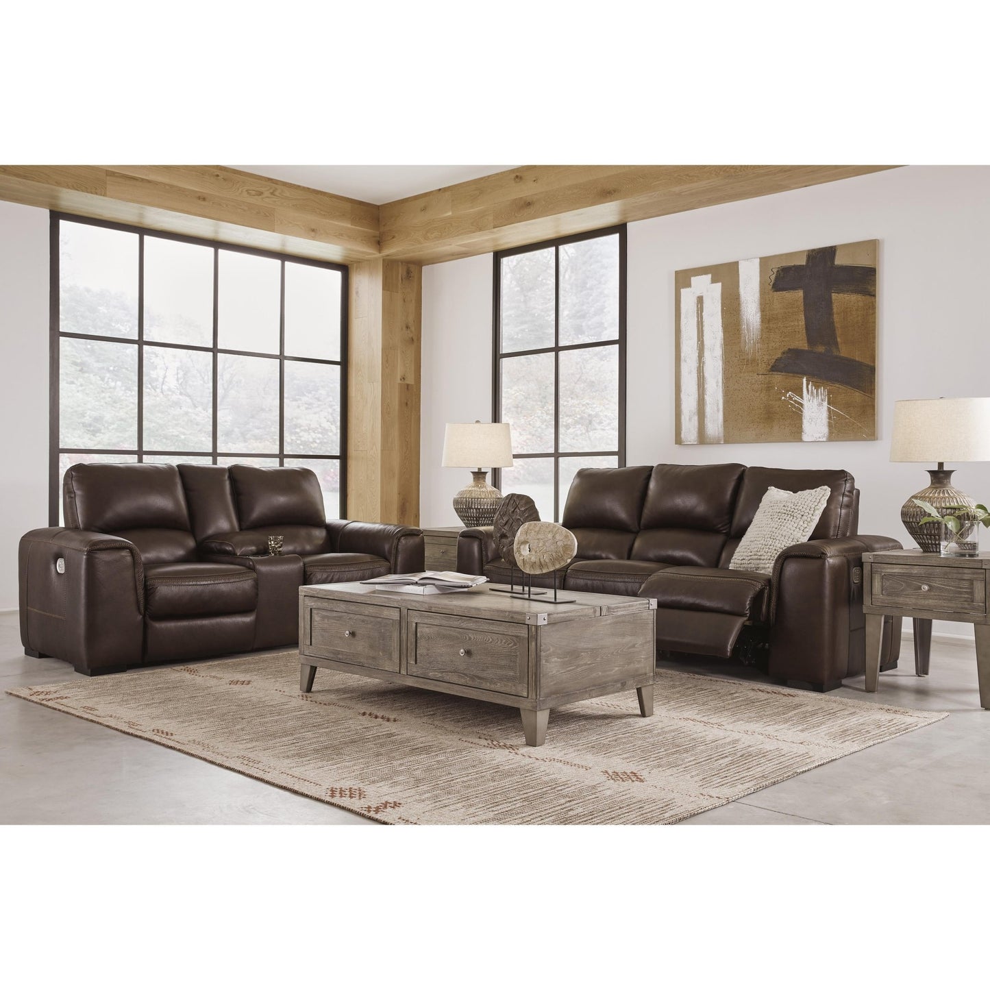 Signature Design by Ashley Alessandro U2550218 Power Reclining Loveseat with Console and Adjustable Headrest - American Furniture of Slidell