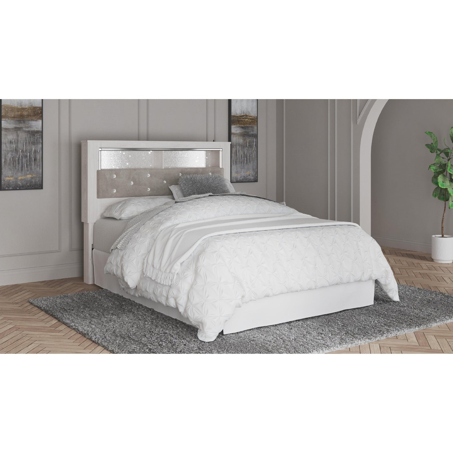 Signature Design by Ashley Altyra B2640 - 65 Queen Upholstered Panel Bookcase Headboard - American Furniture of Slidell