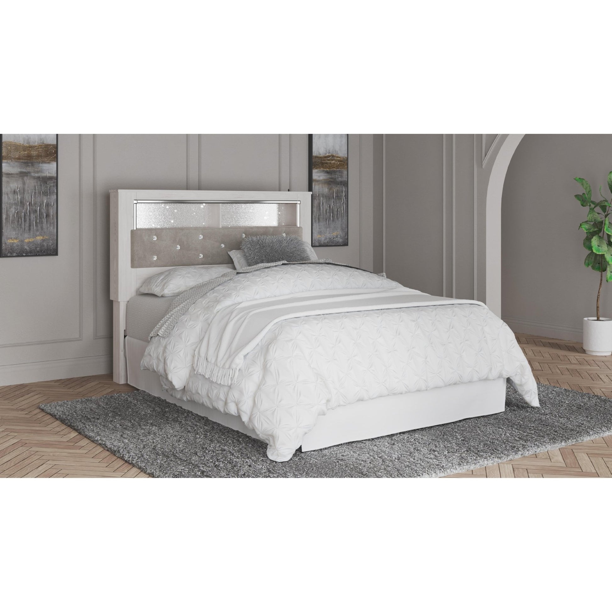 Signature Design by Ashley Altyra B2640 - 65 Queen Upholstered Panel Bookcase Headboard - American Furniture of Slidell