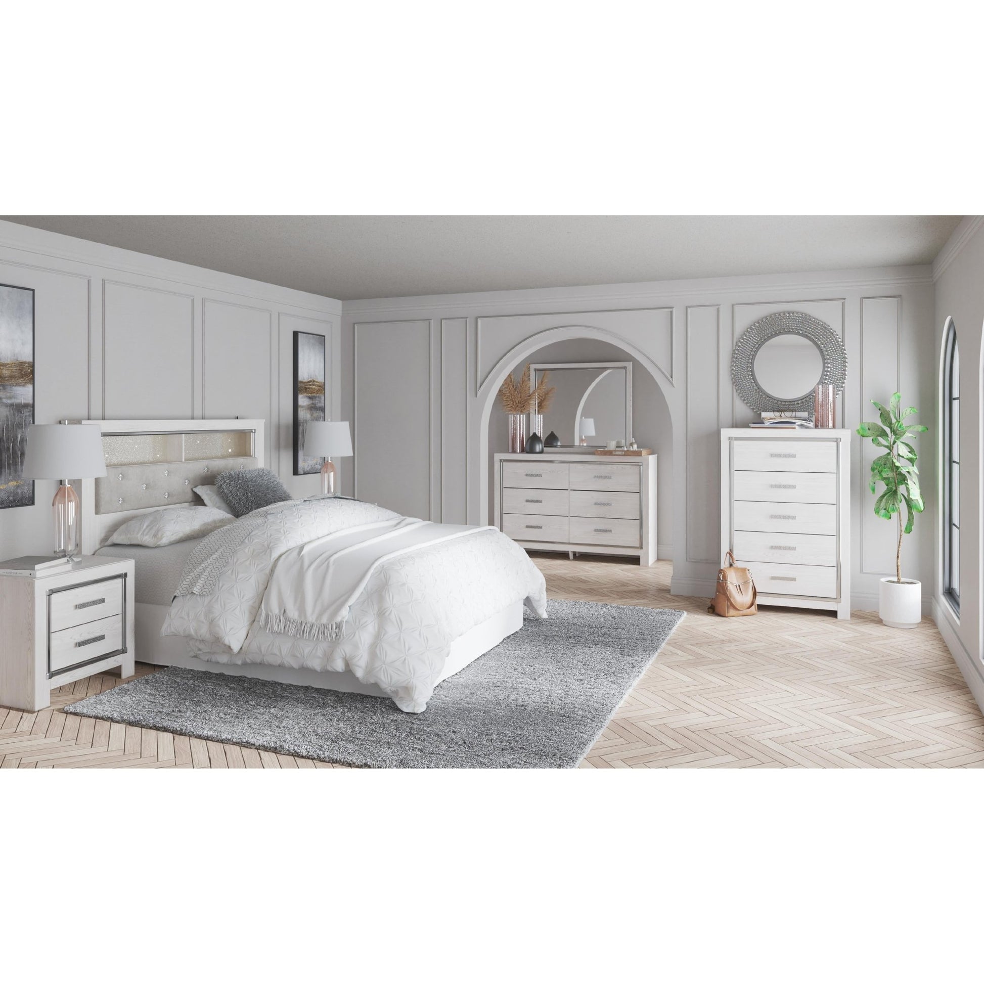 Signature Design by Ashley Altyra B2640 - 65 Queen Upholstered Panel Bookcase Headboard - American Furniture of Slidell