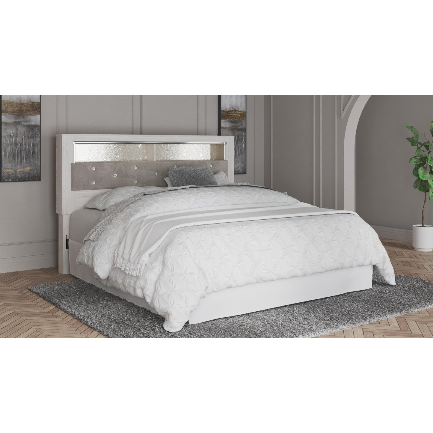 Signature Design by Ashley Altyra B2640 - 69 King Upholstered Panel Bookcase Headboard - American Furniture of Slidell