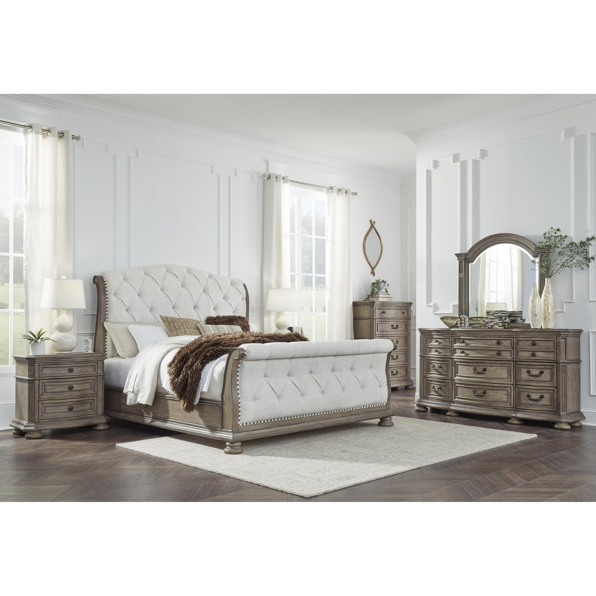Signature Design by Ashley Ardenfield B944B7 6 pc King Sleigh Bedroom Set - American Furniture of Slidell