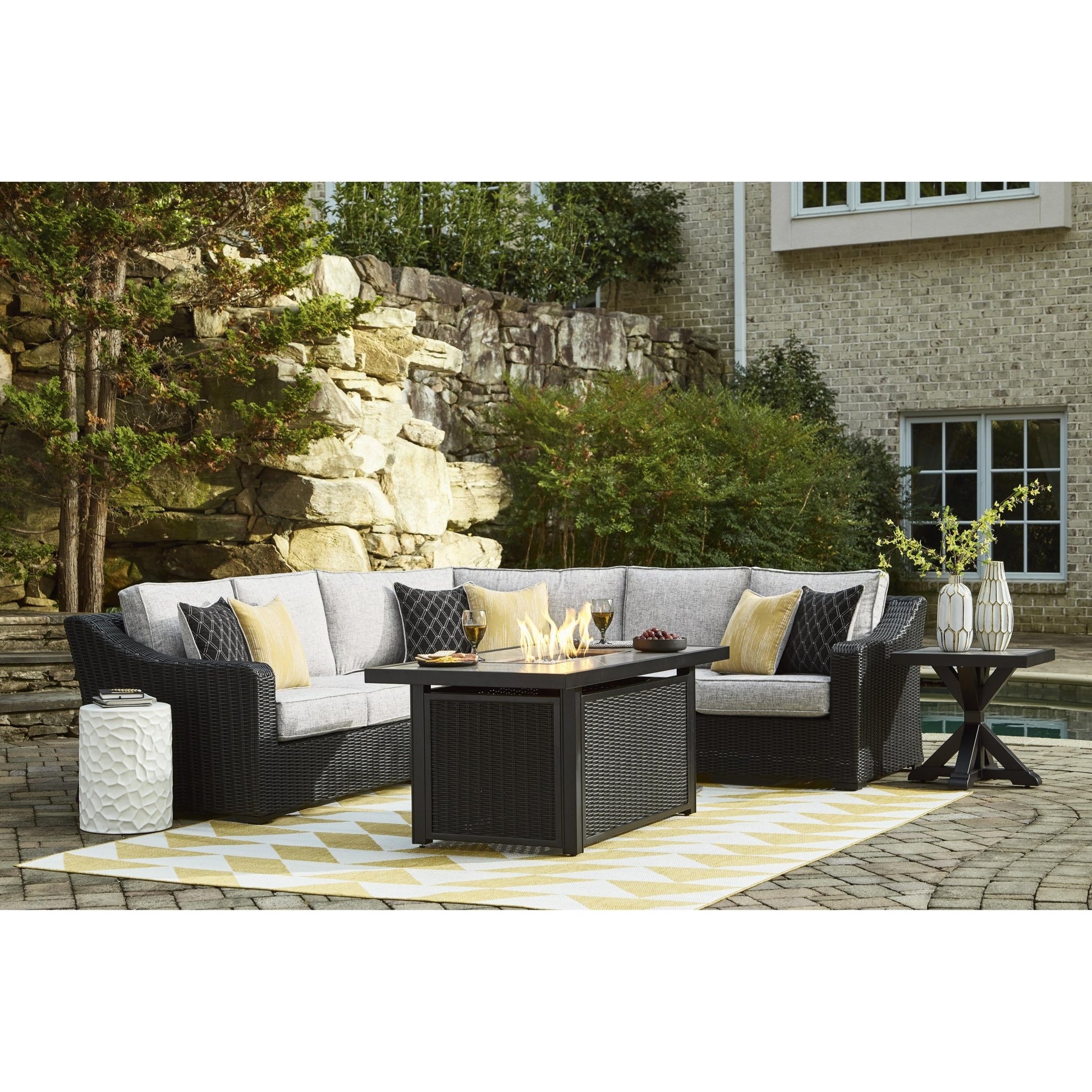 Signature Design by Ashley Beachcroft P792P1 3 pc Outdoor Sectional - American Furniture of Slidell