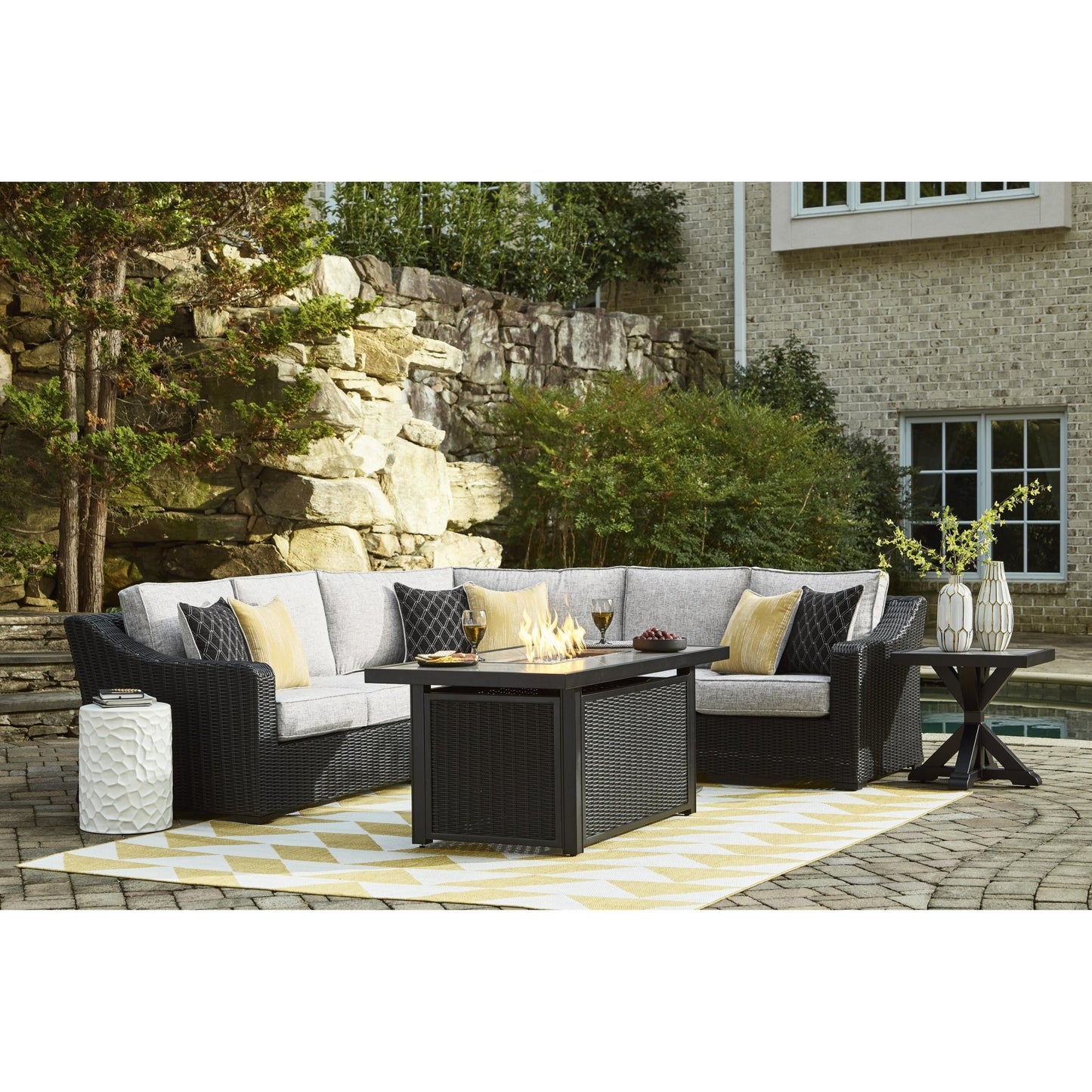 Signature Design by Ashley Beachcroft P792P1 3 pc Outdoor Sectional - American Furniture of Slidell