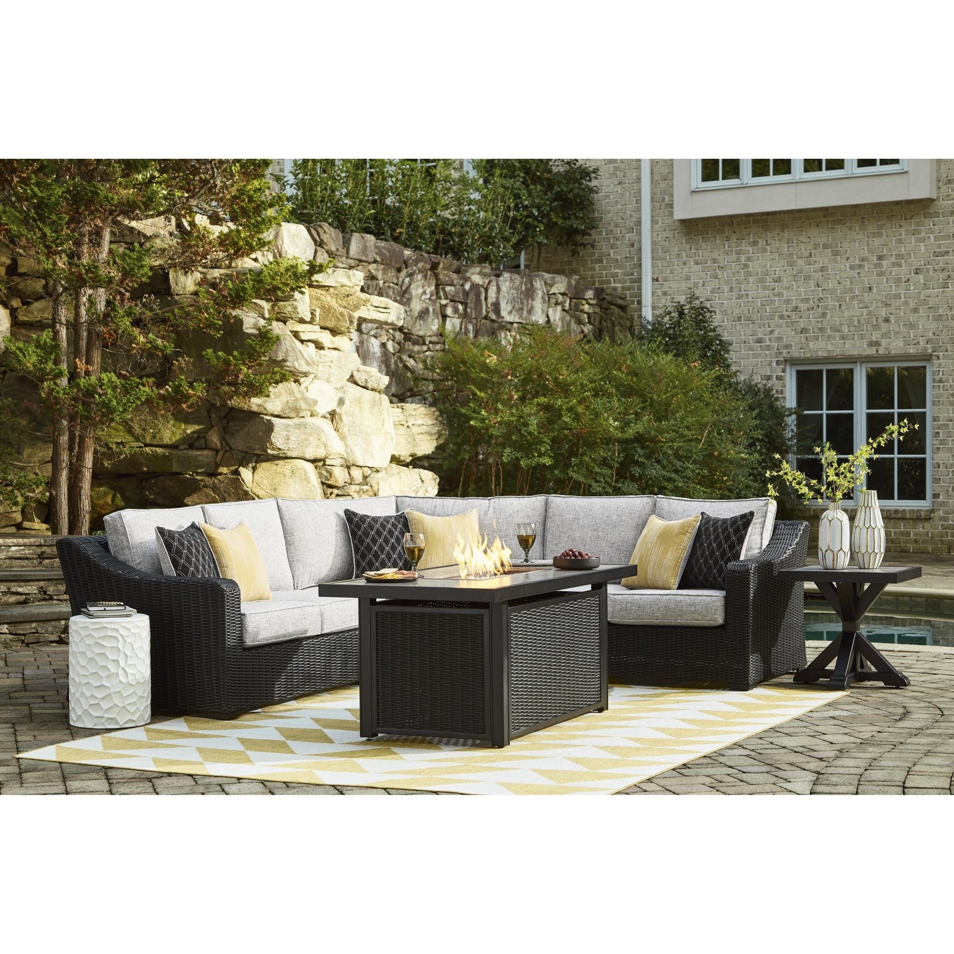 Signature Design by Ashley Beachcroft P792P1 3 pc Outdoor Sectional - American Furniture of Slidell