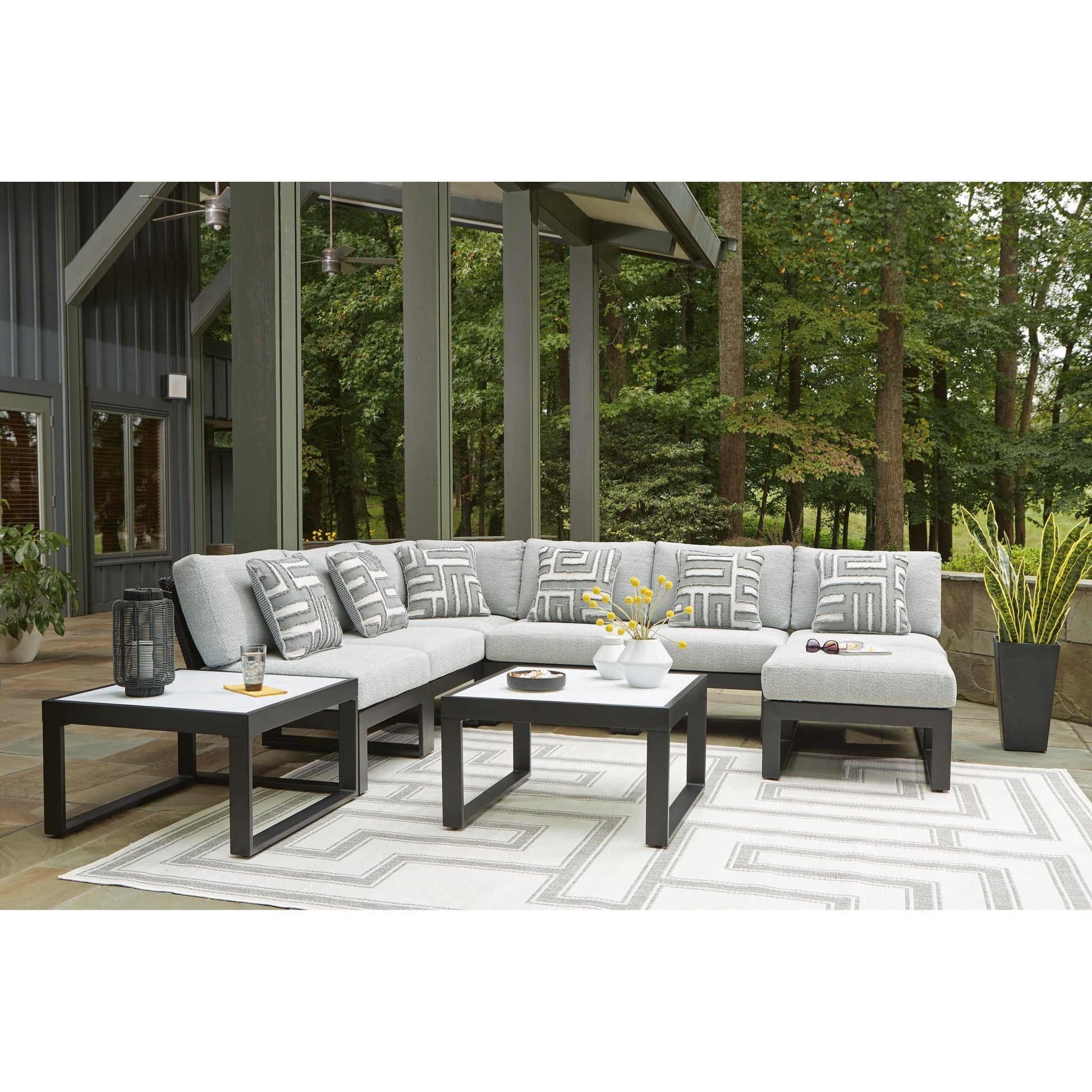 Signature Design by Ashley Beachloft P490P1 6 pc Outdoor Sectional - American Furniture of Slidell