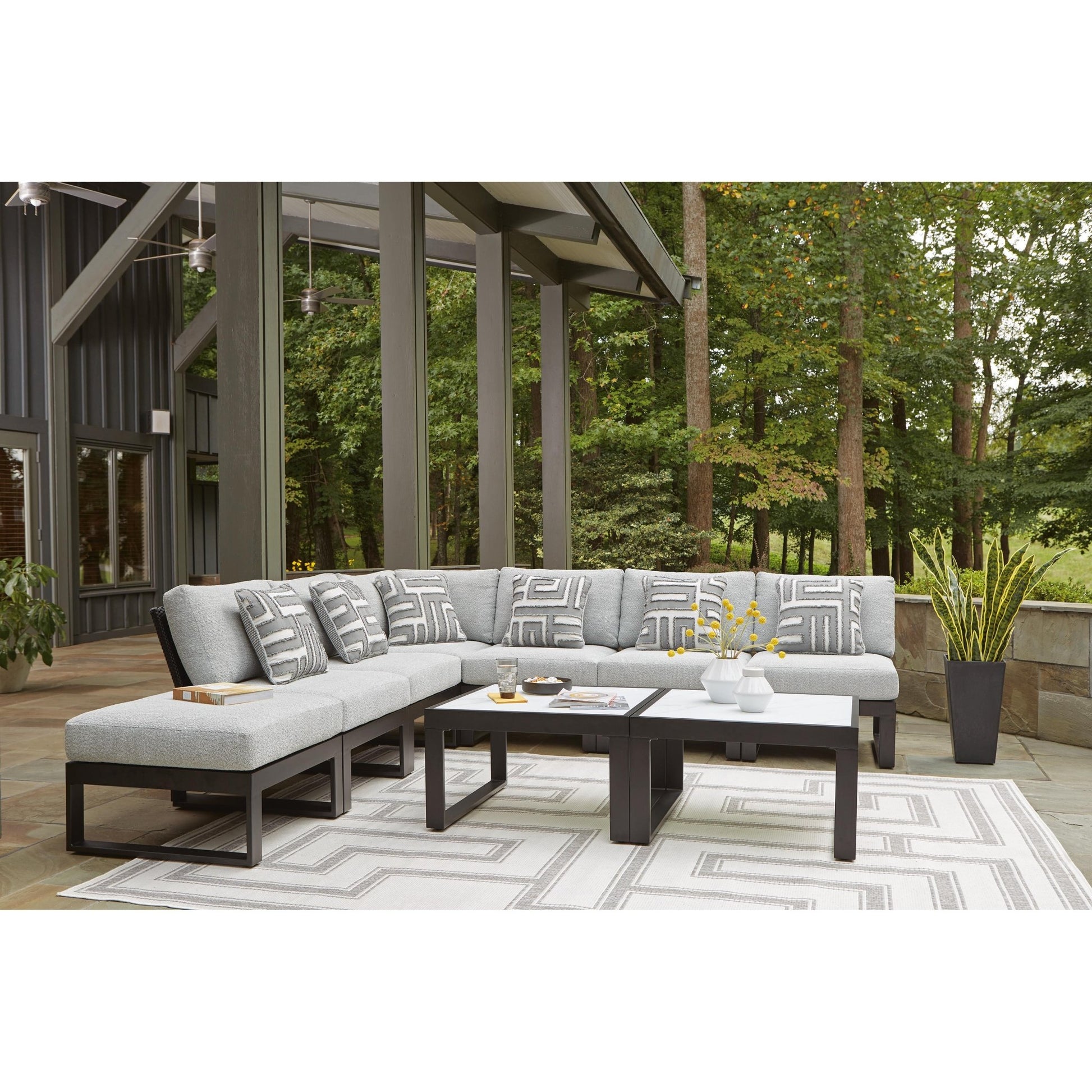 Signature Design by Ashley Beachloft P490P1 6 pc Outdoor Sectional - American Furniture of Slidell