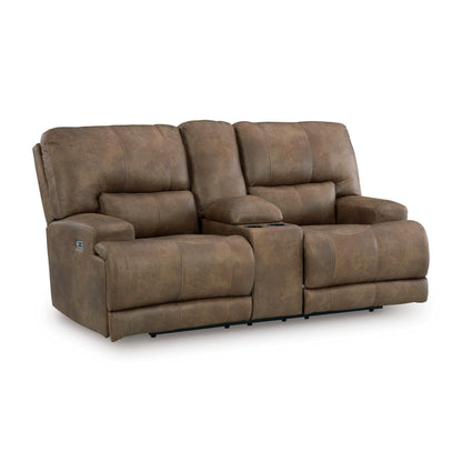 Signature Design by Ashley Beckley Place PC9180218 Power Reclining Loveseat with Console and Adjustable Headrest - American Furniture of Slidell