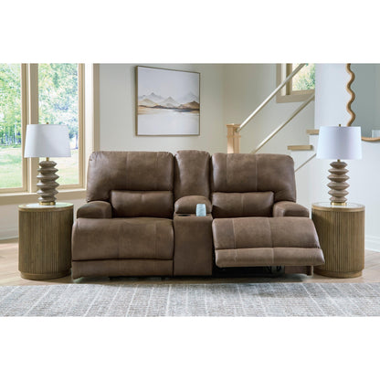 Signature Design by Ashley Beckley Place PC9180218 Power Reclining Loveseat with Console and Adjustable Headrest - American Furniture of Slidell