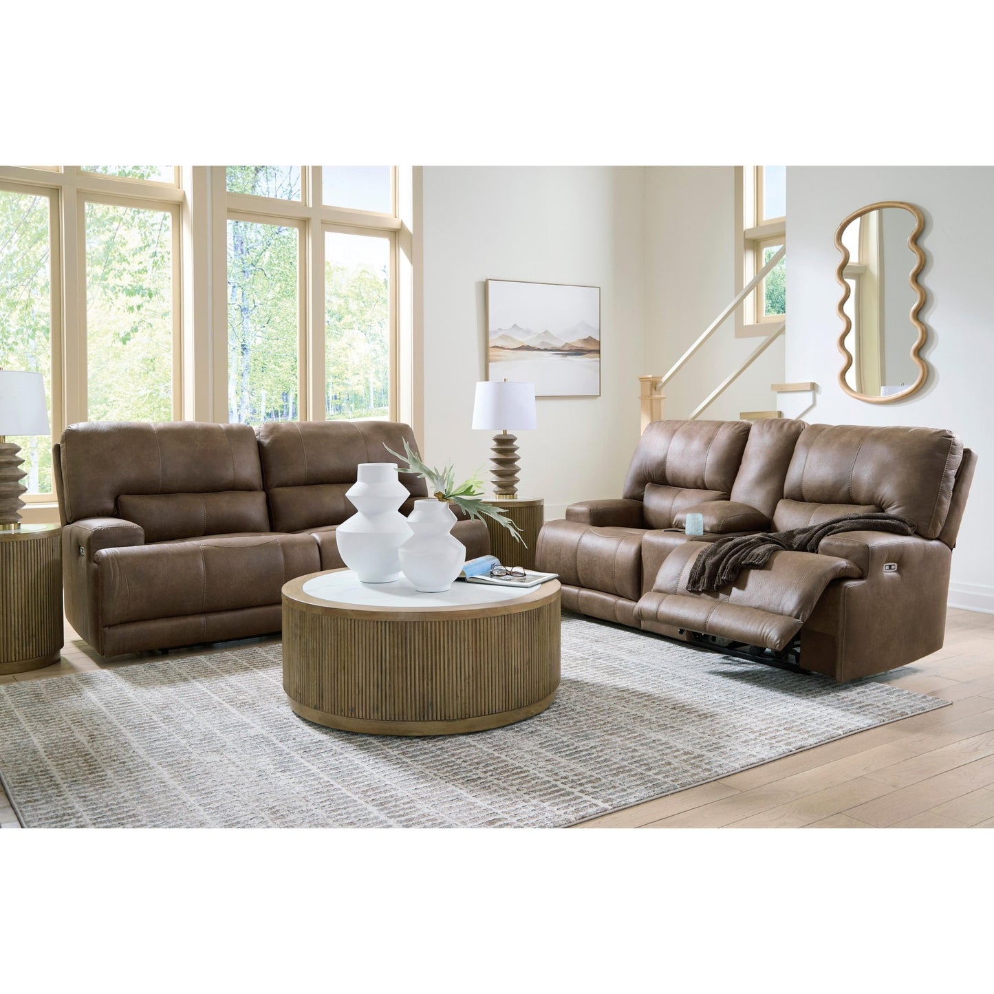 Signature Design by Ashley Beckley Place PC9180218 Power Reclining Loveseat with Console and Adjustable Headrest - American Furniture of Slidell