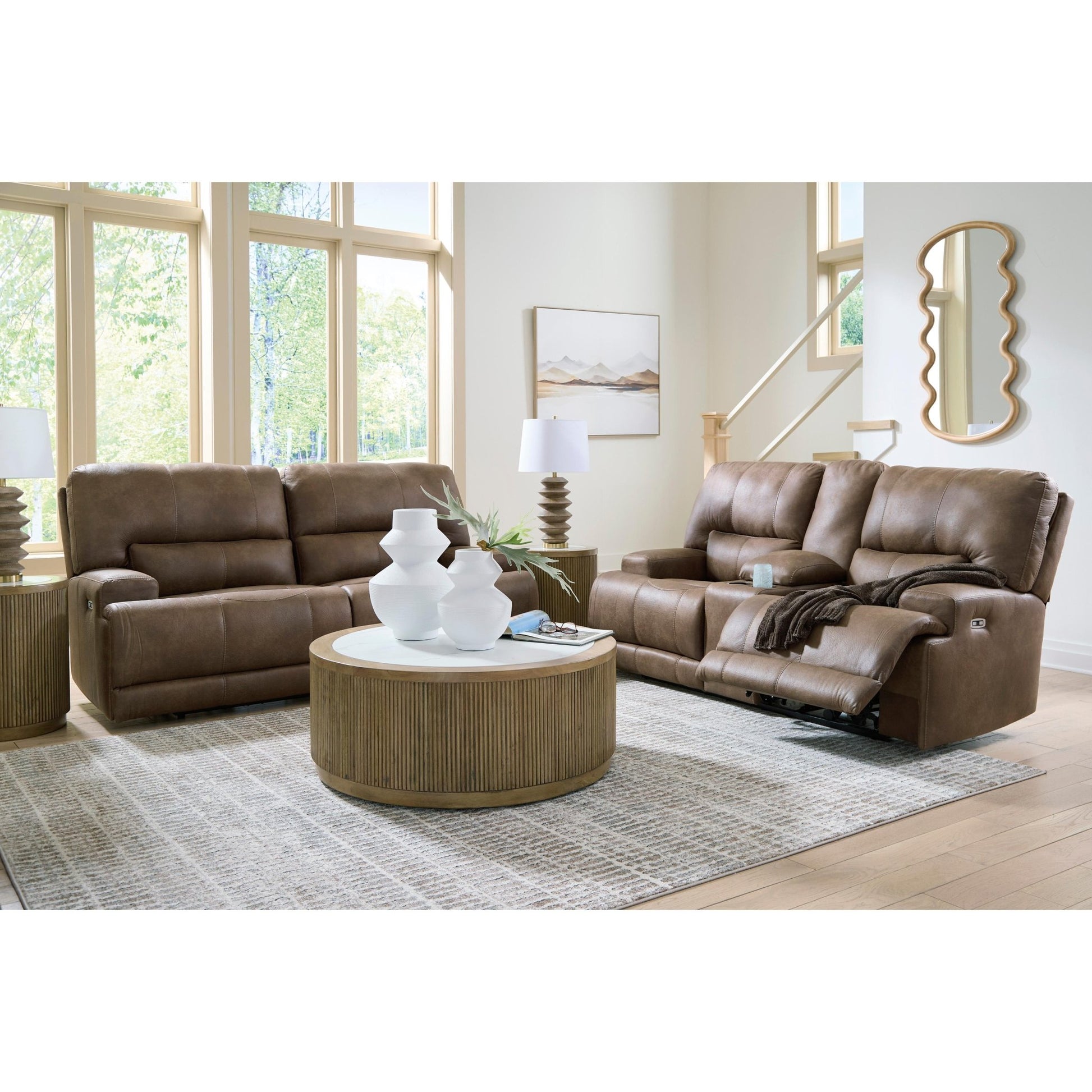 Signature Design by Ashley Beckley Place PC9180218 Power Reclining Loveseat with Console and Adjustable Headrest - American Furniture of Slidell