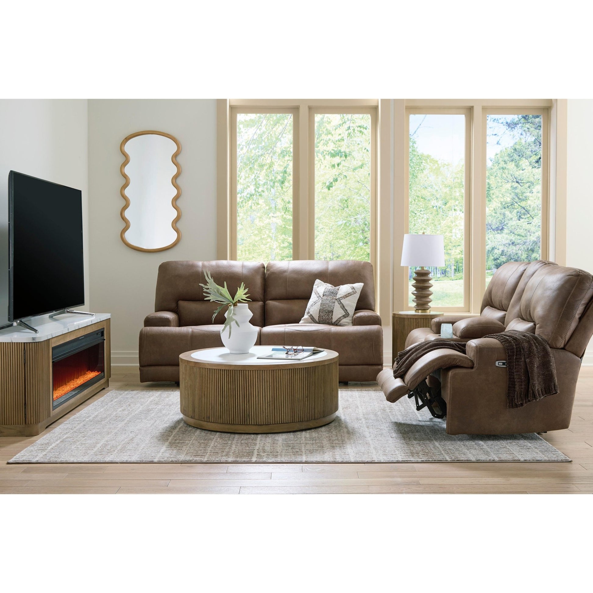 Signature Design by Ashley Beckley Place PC9180218 Power Reclining Loveseat with Console and Adjustable Headrest - American Furniture of Slidell