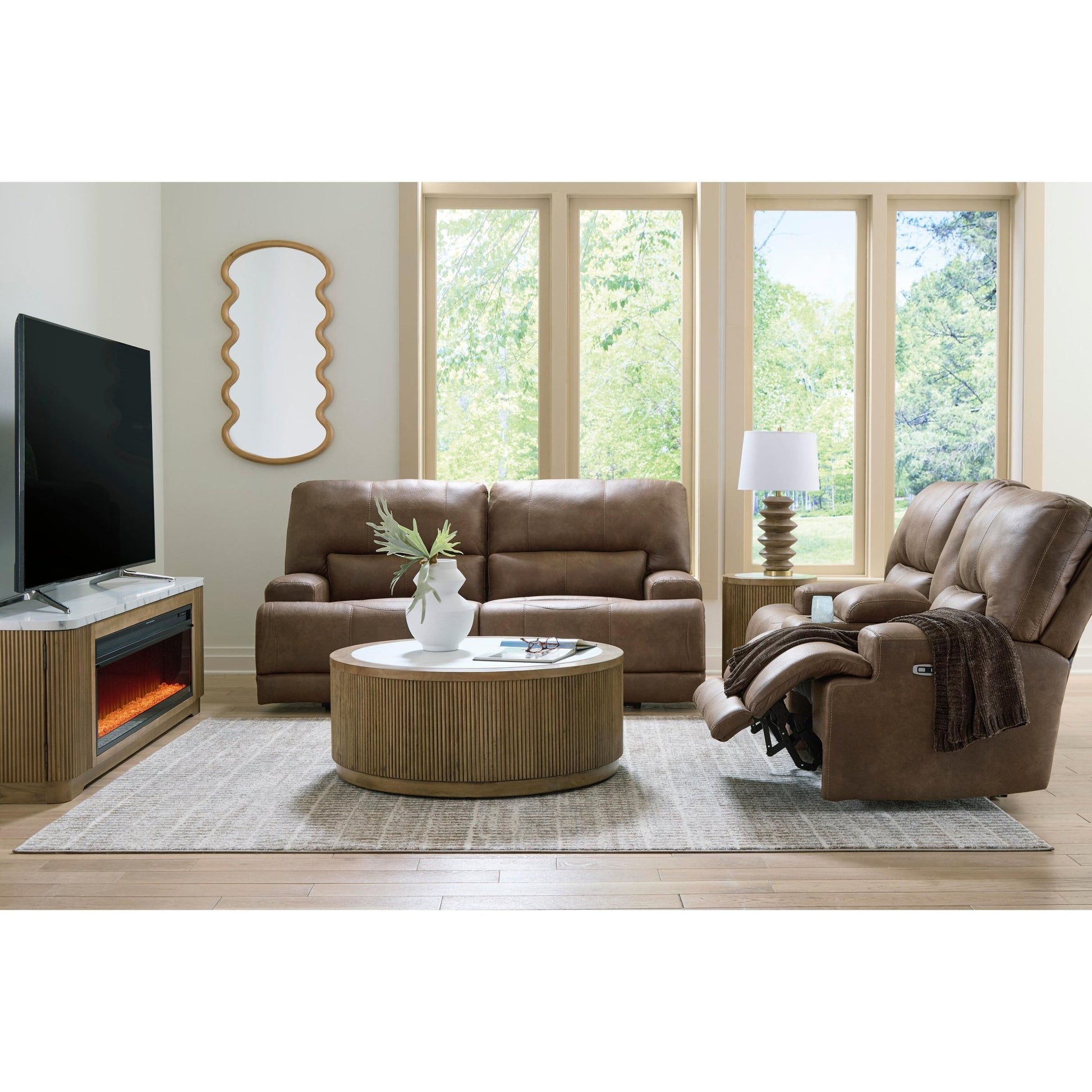 Signature Design by Ashley Beckley Place PC9180218 Power Reclining Loveseat with Console and Adjustable Headrest - American Furniture of Slidell