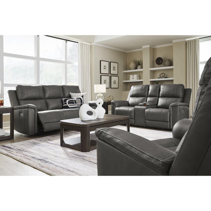 Signature Design by Ashley Bleckley PCU1200018 Power Reclining Loveseat with Console and Adjustable Headrest - American Furniture of Slidell