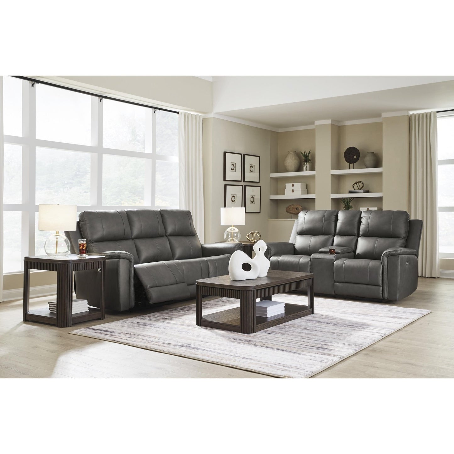Signature Design by Ashley Bleckley PCU1200018 Power Reclining Loveseat with Console and Adjustable Headrest - American Furniture of Slidell
