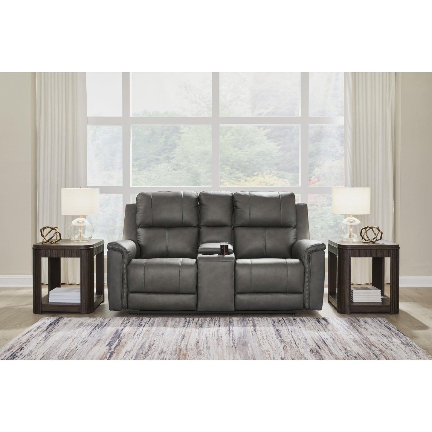 Signature Design by Ashley Bleckley PCU1200018 Power Reclining Loveseat with Console and Adjustable Headrest - American Furniture of Slidell