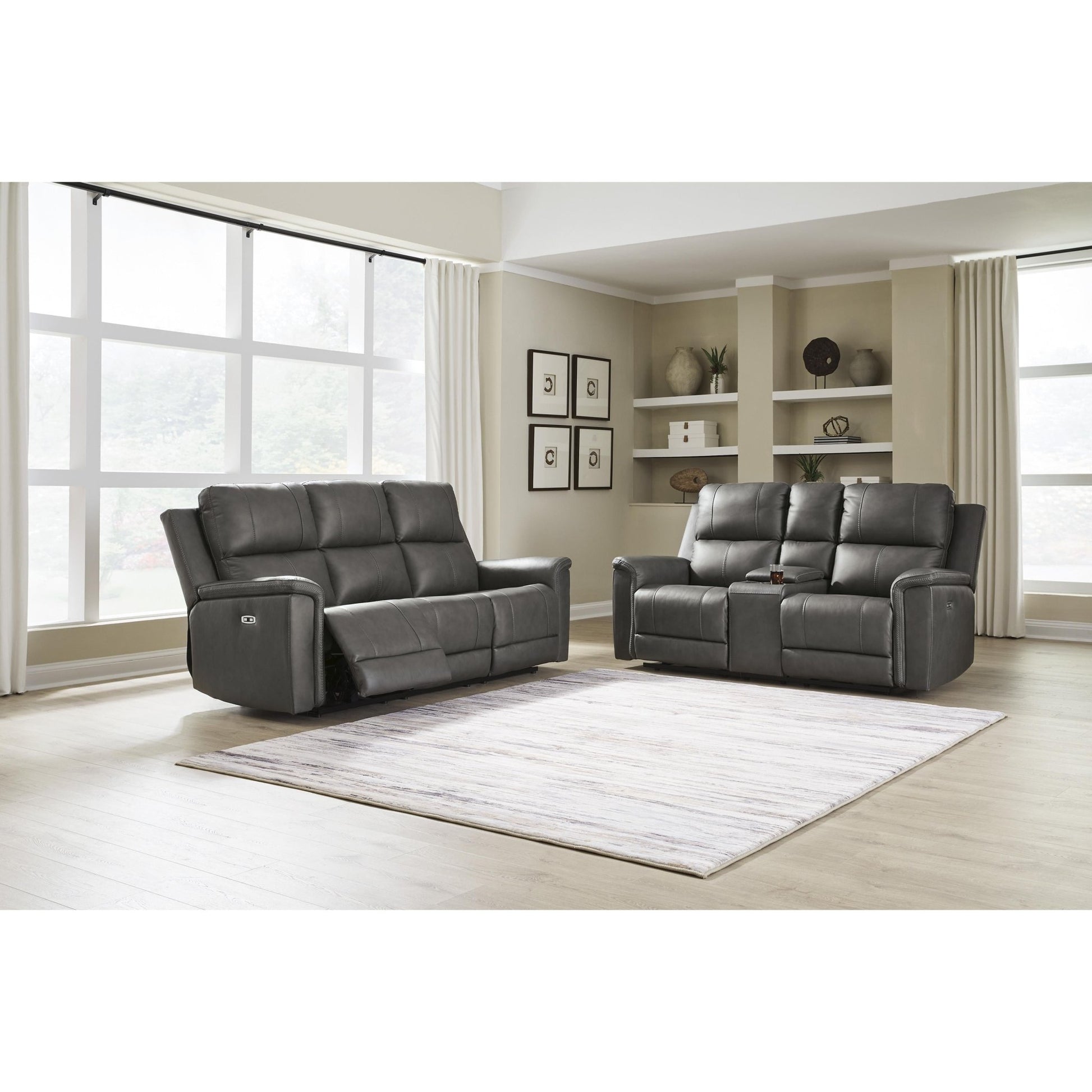 Signature Design by Ashley Bleckley PCU1200018 Power Reclining Loveseat with Console and Adjustable Headrest - American Furniture of Slidell
