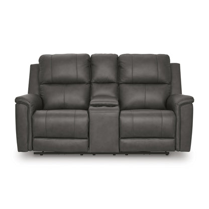 Signature Design by Ashley Bleckley PCU1200018 Power Reclining Loveseat with Console and Adjustable Headrest - American Furniture of Slidell