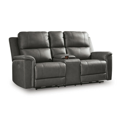 Signature Design by Ashley Bleckley PCU1200018 Power Reclining Loveseat with Console and Adjustable Headrest - American Furniture of Slidell