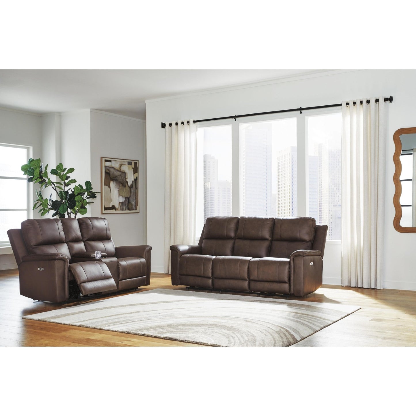 Signature Design by Ashley Bleckley PCU1200118 Power Reclining Loveseat with Console and Adjustable Headrest - American Furniture of Slidell