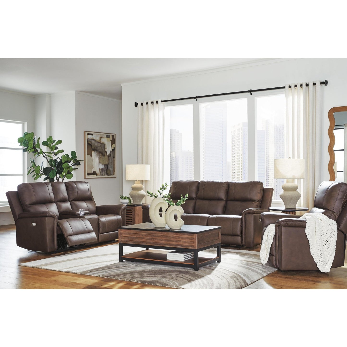 Signature Design by Ashley Bleckley PCU1200118 Power Reclining Loveseat with Console and Adjustable Headrest - American Furniture of Slidell