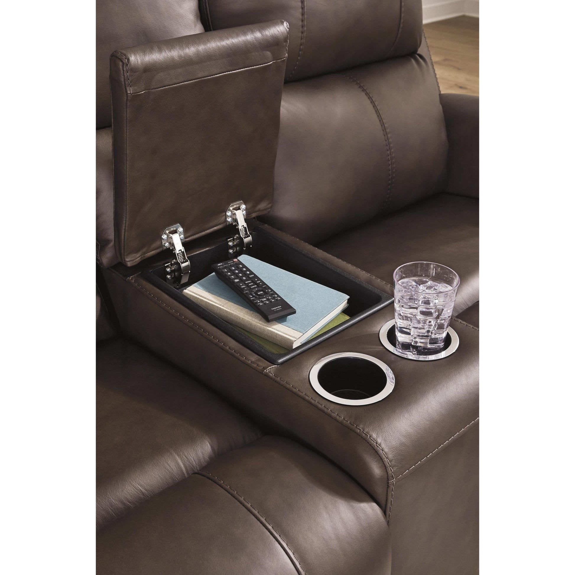 Signature Design by Ashley Bleckley PCU1200118 Power Reclining Loveseat with Console and Adjustable Headrest - American Furniture of Slidell