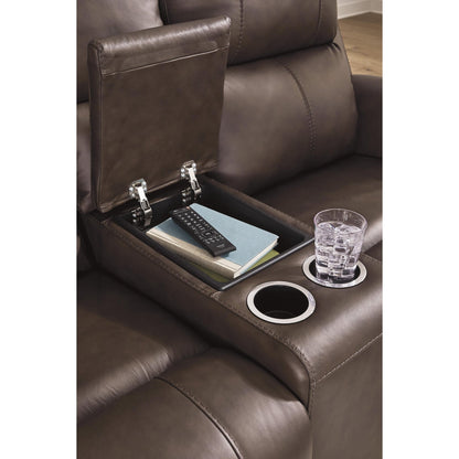 Signature Design by Ashley Bleckley PCU1200118 Power Reclining Loveseat with Console and Adjustable Headrest - American Furniture of Slidell