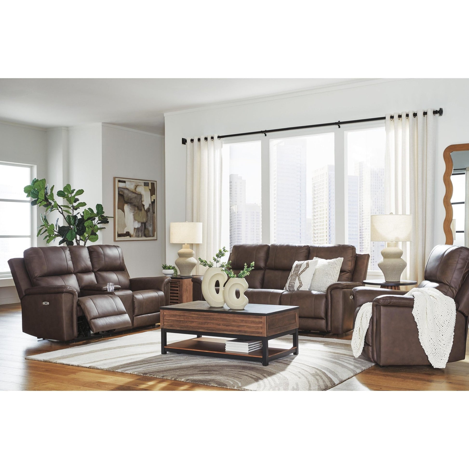 Signature Design by Ashley Bleckley PCU1200118 Power Reclining Loveseat with Console and Adjustable Headrest - American Furniture of Slidell
