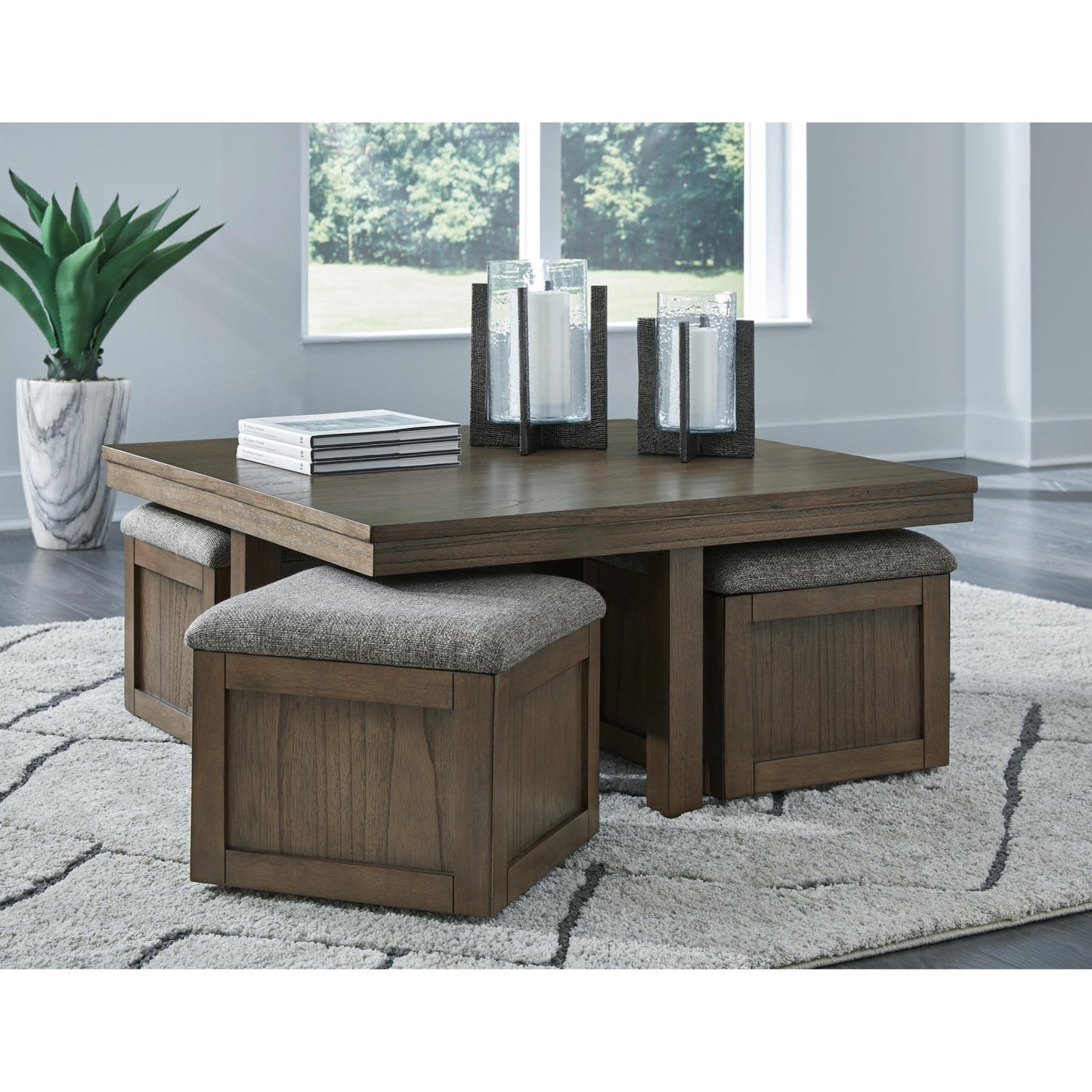 Signature Design by Ashley Boardernest T738 - 20 Cocktail Table with 4 Stools - American Furniture of Slidell