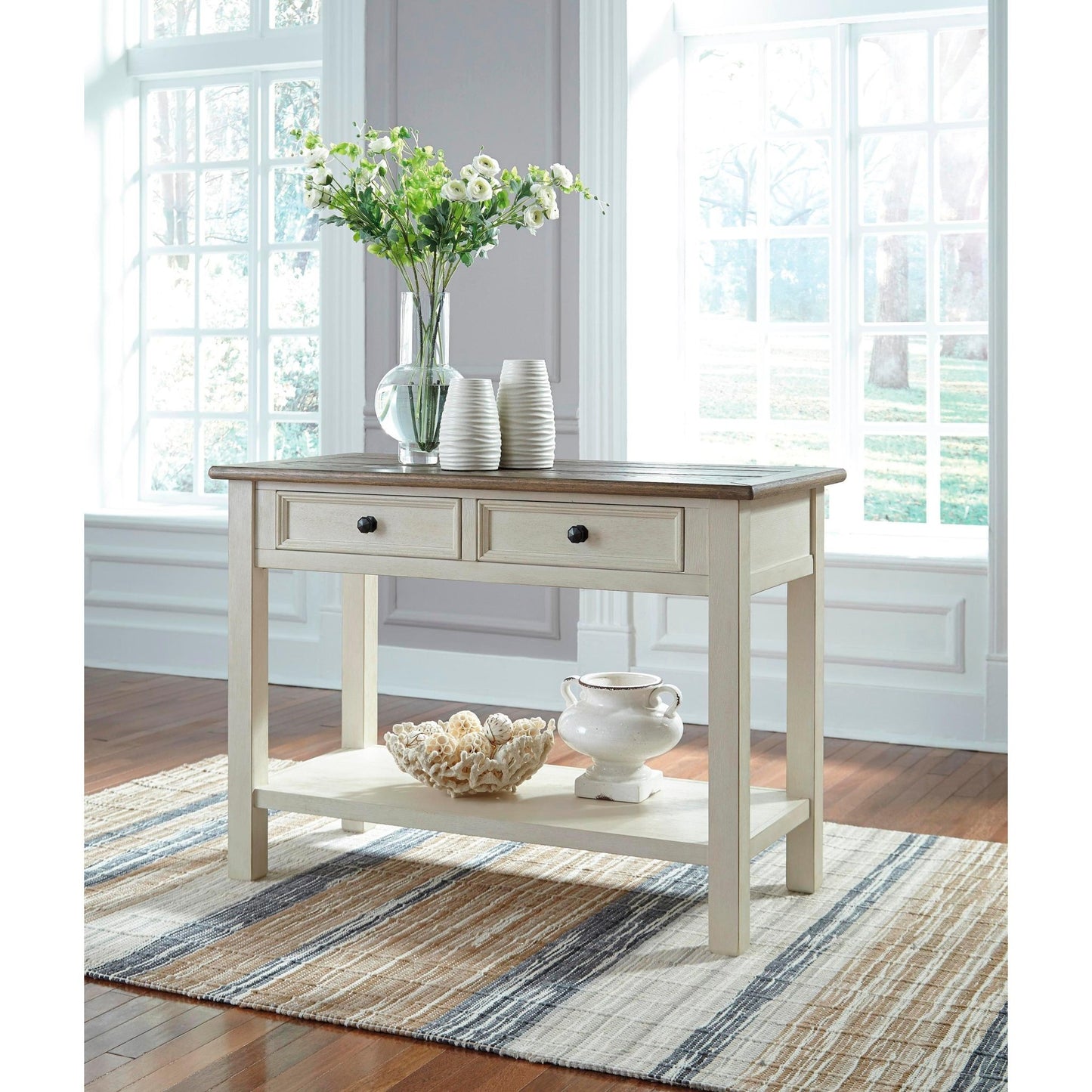 Signature Design by Ashley Bolanburg T637T4 Coffee Table and 2 Chairside End Tables with Console - American Furniture of Slidell