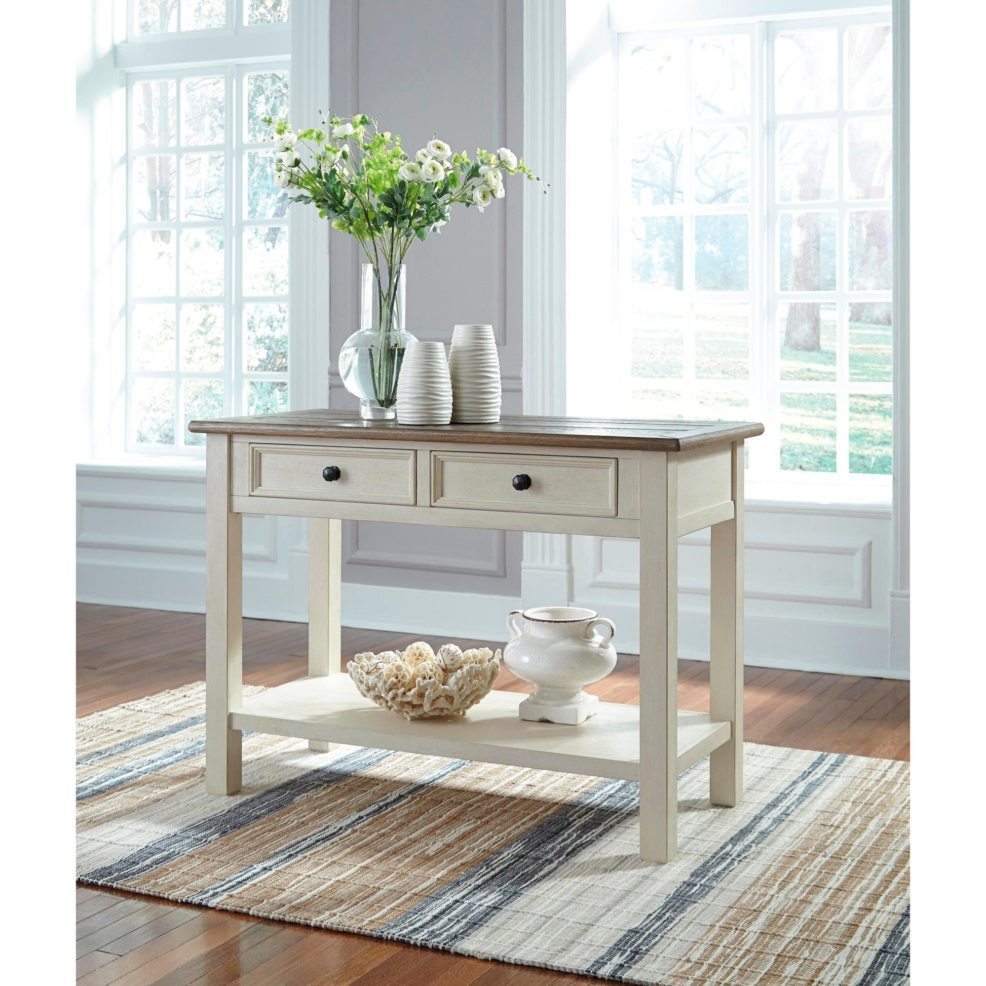 Signature Design by Ashley Bolanburg T637T4 Coffee Table and 2 Chairside End Tables with Console - American Furniture of Slidell